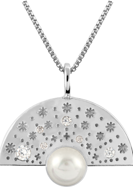 Jacques Lemans SE-C175A Damen Kette Halskette Collier Anhänger Sterlingsilber mit White Topaz und Perle